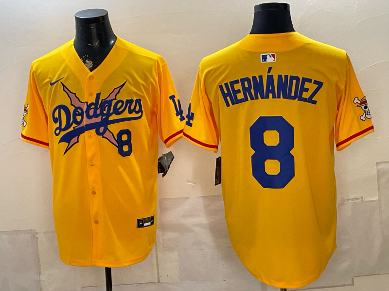 Men Los Angeles Dodgers #8 Hernandez yellow Game 2026 Nike MLB Jersey 0717087->los angeles dodgers->MLB Jersey